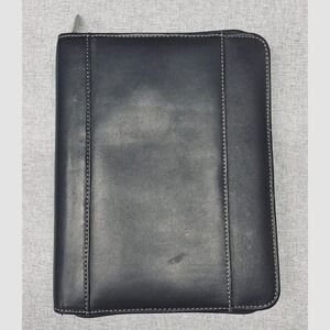 Leed's Black Zip Around Portfolio Organizer Padfolio Business Planner Case 9x7